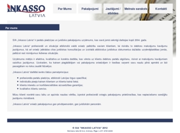 Inkasso Latvia – mājaslapas www.inkassolat.lv ekrānuzņēmums